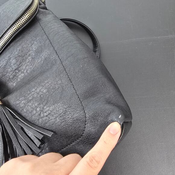 MIZTIQUE Backpack Purse Black Vegan Leather Gold Zipper Minimalist Contemporary - Picture 6 of 11